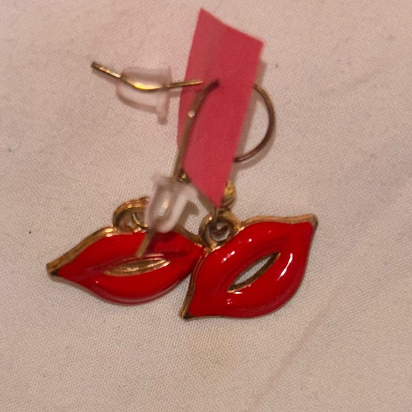 Neiman Marcus Red Lip Earrings - Picture 1 of 3